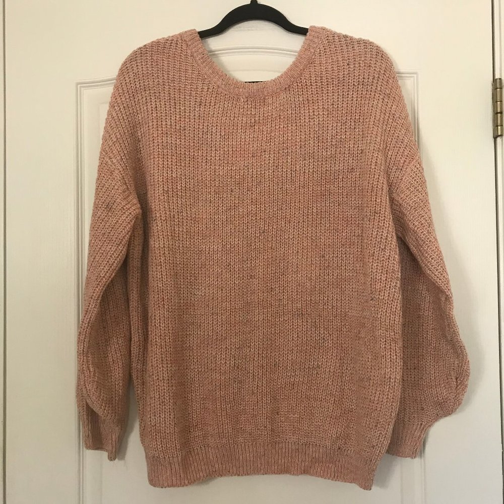 NWT LOVE RICHE Pink Chunky Sweater V Back Size‎ L